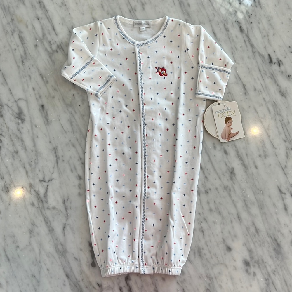 New Magnolia Baby Converter Gown with Rocket Ship Embroidery